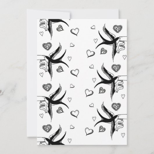 Huwelijksuitnodiging in vintage tattoo stijl kaart (Achterkant)