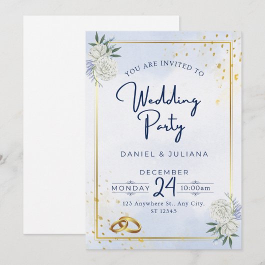 Huwelijksuitnodiging in zachte kleuren kaart (Voorkant / Achterkant)