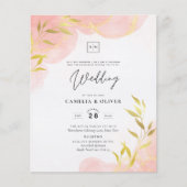 Huwelijksuitnodiging INK Coral Peach Goud Bladeren Flyer (Voorkant)