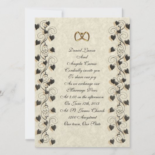 Huwelijksuitnodiging Ivy harten grens Kaart (Voorkant)