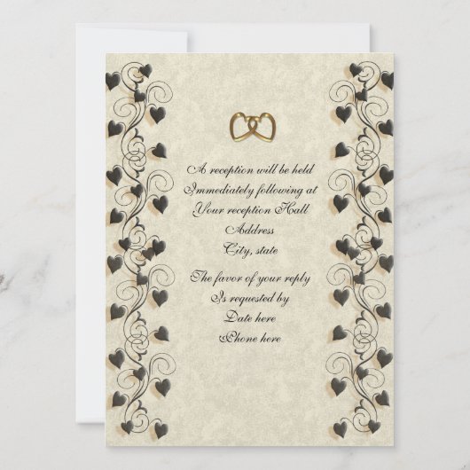 Huwelijksuitnodiging Ivy harten grens Kaart (Achterkant)