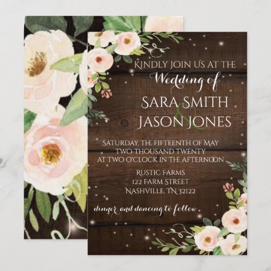 huwelijksuitnodiging kaart (Voorkant / Achterkant)