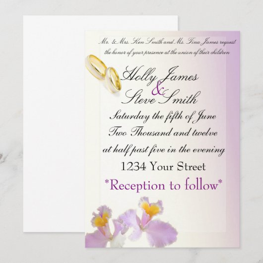 huwelijksuitnodiging kaart (Voorkant / Achterkant)