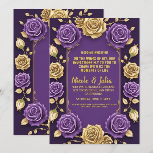 huwelijksuitnodiging kaart (Voorkant / Achterkant)