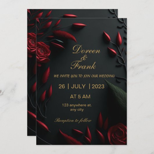 huwelijksuitnodiging kaart (Voorkant / Achterkant)