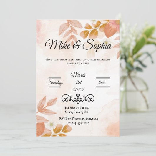 huwelijksuitnodiging kaart (Staand voorkant)