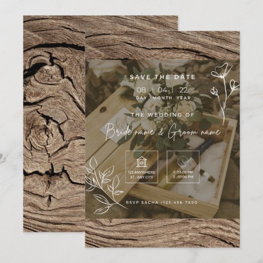 huwelijksuitnodiging kaart (Voorkant / Achterkant)