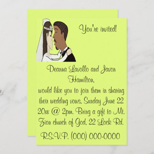 huwelijksuitnodiging kaart (Voorkant / Achterkant)