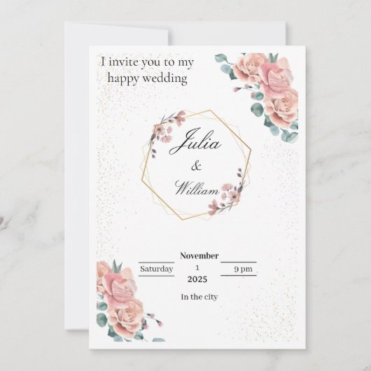 huwelijksuitnodiging kaart (Voorkant)