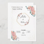 huwelijksuitnodiging kaart (Voorkant / Achterkant)