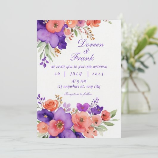 huwelijksuitnodiging kaart (Staand voorkant)