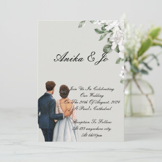 huwelijksuitnodiging kaart (Staand voorkant)