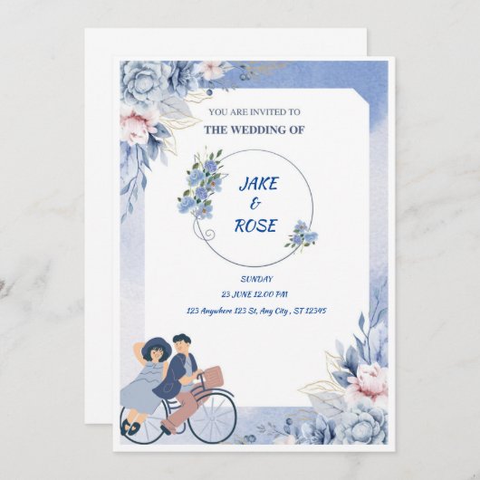 huwelijksuitnodiging kaart (Voorkant / Achterkant)