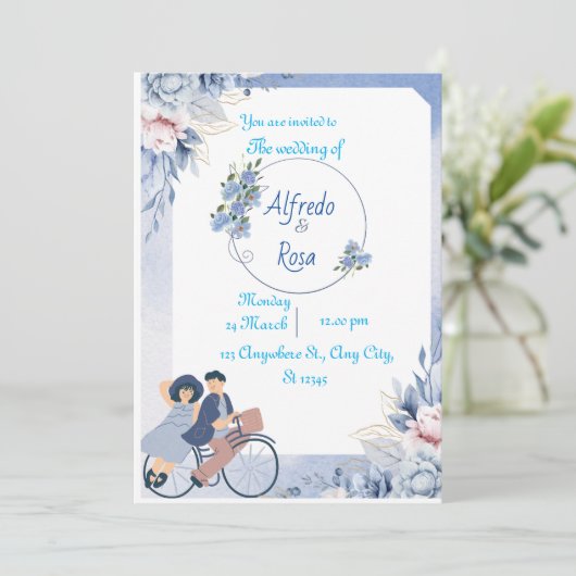 huwelijksuitnodiging kaart (Staand voorkant)