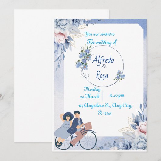 huwelijksuitnodiging kaart (Voorkant / Achterkant)