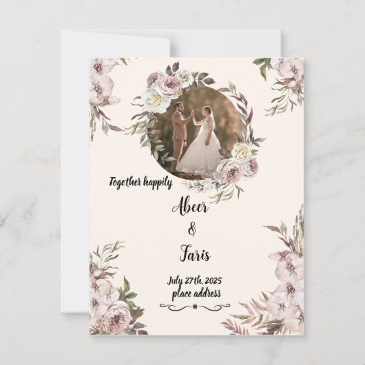 huwelijksuitnodiging kaart (Achterkant)