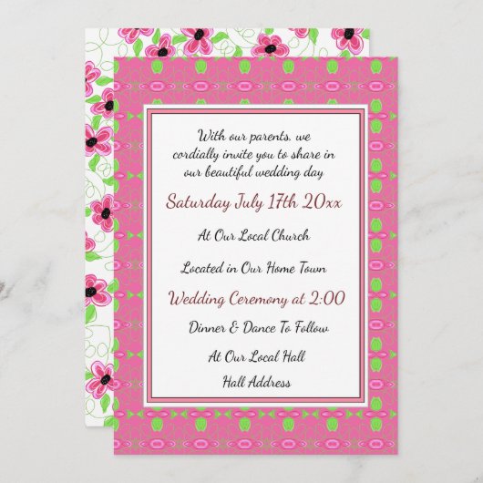  huwelijksuitnodiging kaart (Voorkant / Achterkant)