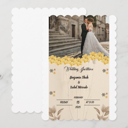 huwelijksuitnodiging kaart (Voorkant / Achterkant)