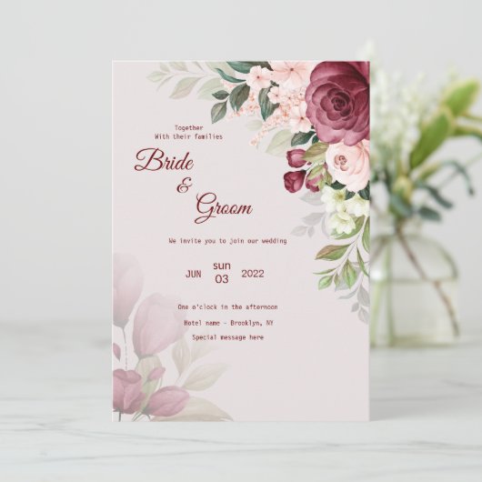 huwelijksuitnodiging kaart (Staand voorkant)