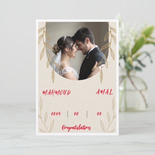 huwelijksuitnodiging kaart (Staand voorkant)