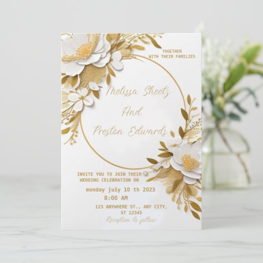 huwelijksuitnodiging kaart (Staand voorkant)