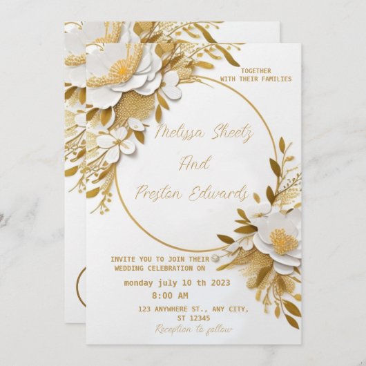 huwelijksuitnodiging kaart (Voorkant / Achterkant)