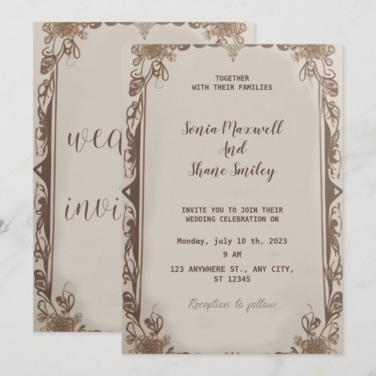 huwelijksuitnodiging kaart (Voorkant / Achterkant)