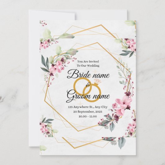 huwelijksuitnodiging kaart (Voorkant)