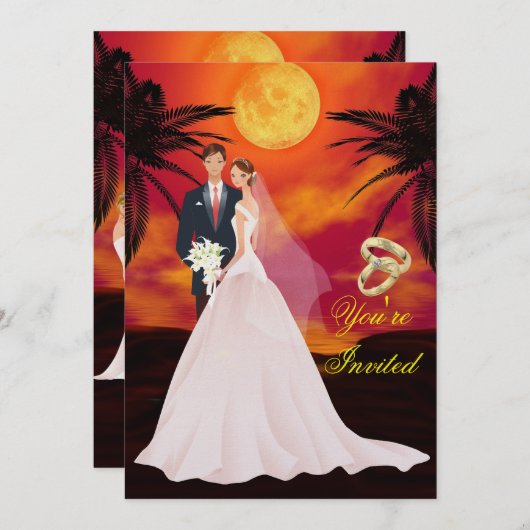 Huwelijksuitnodiging Kaart (Voorkant / Achterkant)