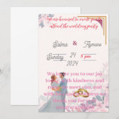 huwelijksuitnodiging kaart (Voorkant / Achterkant)