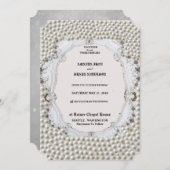 Huwelijksuitnodiging Kaart met pareldecoratie (Voorkant / Achterkant)