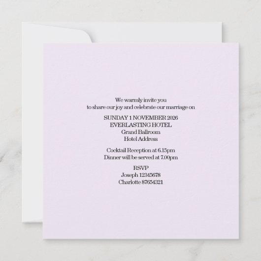 Huwelijksuitnodiging Kaart, Romantisch Bloementhem Aankondiging (Achterkant)