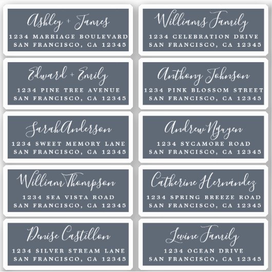 Huwelijksuitnodiging kalligrafie adreslabels voor  sticker (Voorkant)