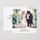 Huwelijksuitnodiging katten Save the Date (Voorkant / Achterkant)