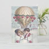 Huwelijksuitnodiging Kinderen Hart Heet Luchtballo Kaart (Staand voorkant)