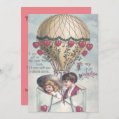 Huwelijksuitnodiging Kinderen Hart Heet Luchtballo Kaart (Voorkant / Achterkant)