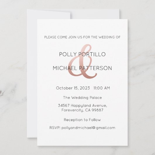 Huwelijksuitnodiging, Klassieke Huwelijksuitnodigi Kaart (Voorkant)