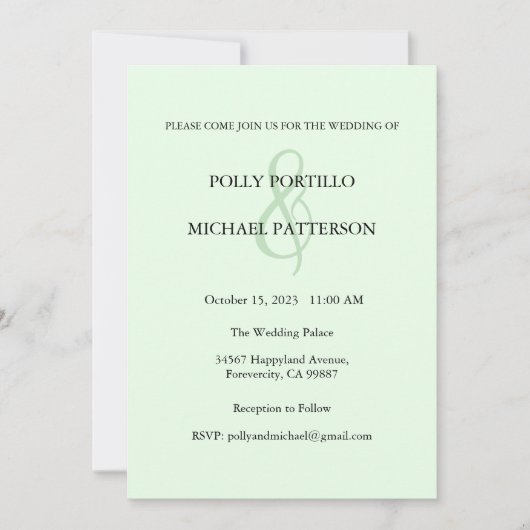 Huwelijksuitnodiging, Klassieke Huwelijksuitnodigi Kaart (Voorkant)