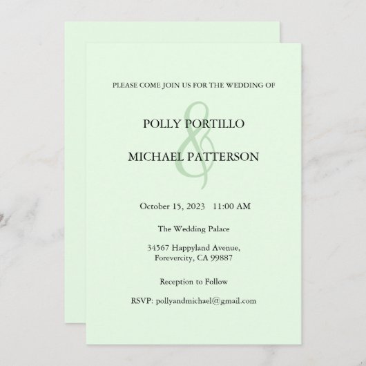 Huwelijksuitnodiging, Klassieke Huwelijksuitnodigi Kaart (Voorkant / Achterkant)