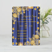 Huwelijksuitnodiging Koninklijk Blauw en Goud, Huw Kaart (Staand voorkant)