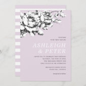 Huwelijksuitnodiging La Vie en Rose Floral - Paars Aankondiging (Voorkant / Achterkant)