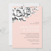 Huwelijksuitnodiging La Vie en Rose Floral - Roze Aankondiging (Voorkant)