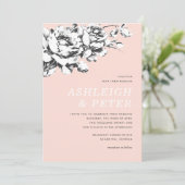 Huwelijksuitnodiging La Vie en Rose Floral - Roze Aankondiging (Staand voorkant)