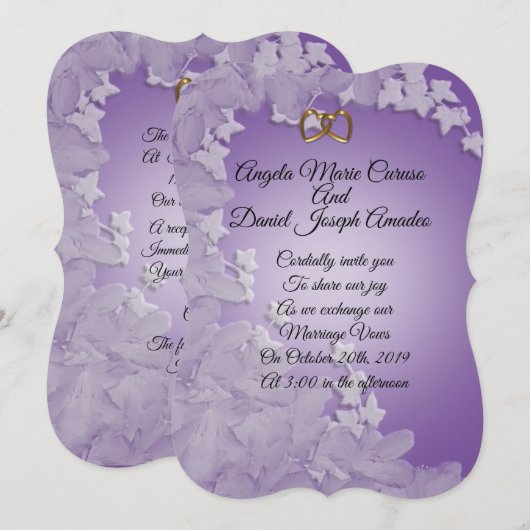 Huwelijksuitnodiging, Lavendel met Ivy aangepaste Kaart (Voorkant / Achterkant)