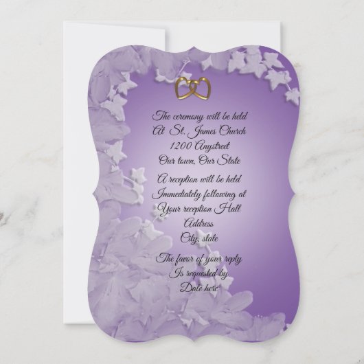 Huwelijksuitnodiging, Lavendel met Ivy aangepaste  Kaart (Achterkant)