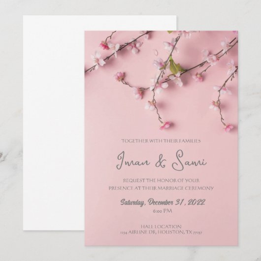 huwelijksuitnodiging, lente-uitnodiging kaart (Voorkant / Achterkant)