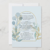 Huwelijksuitnodiging Lichtblauw Goud Kaart (Achterkant)