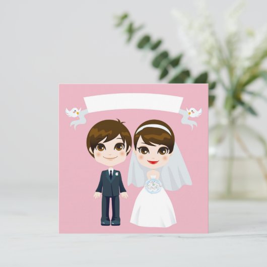 huwelijksuitnodiging lieftallig stel kaart (Staand voorkant)