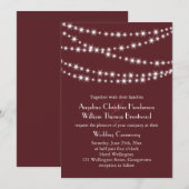 Huwelijksuitnodiging - Marsala Twinkle Lights Kaart (Voorkant / Achterkant)
