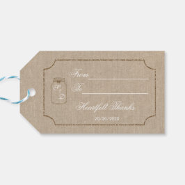 huwelijksuitnodiging | Mason Jar Linen Cadeaulabel